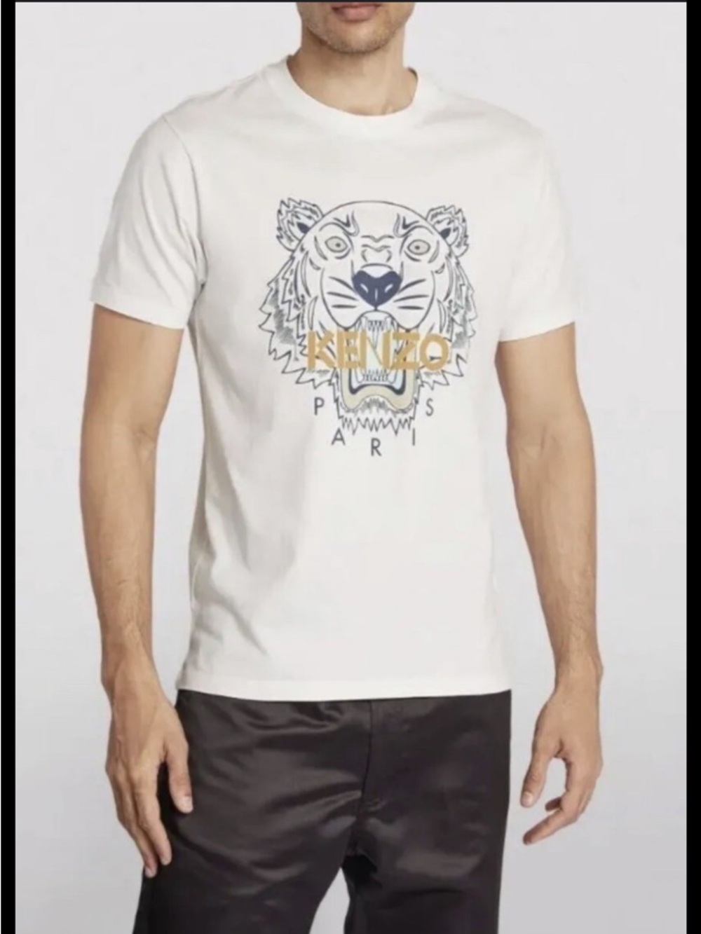 Kenzo White Tiger Logo Tee with Gold Accent - Picture 2 of 9